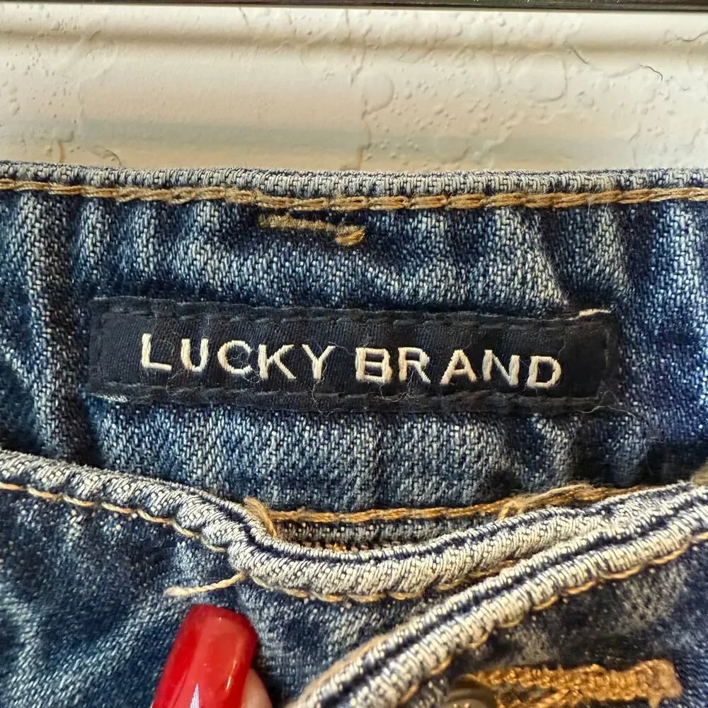 Lucky Brand Women's High Rise Bermuda Denim Blue Jean Shorts‎ Size 6 (28) NEW - Picture 3 of 6
